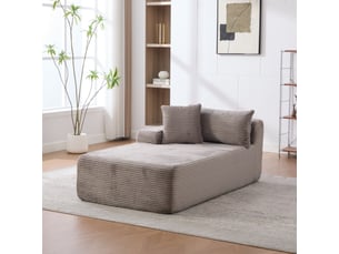 Méridienne canapé salon moderne en tissu chenille gris foncé avec coussin confortable pour pièce à vivre