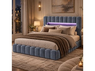 Lit coffre 180x200 cm BURSDANY coloris gris