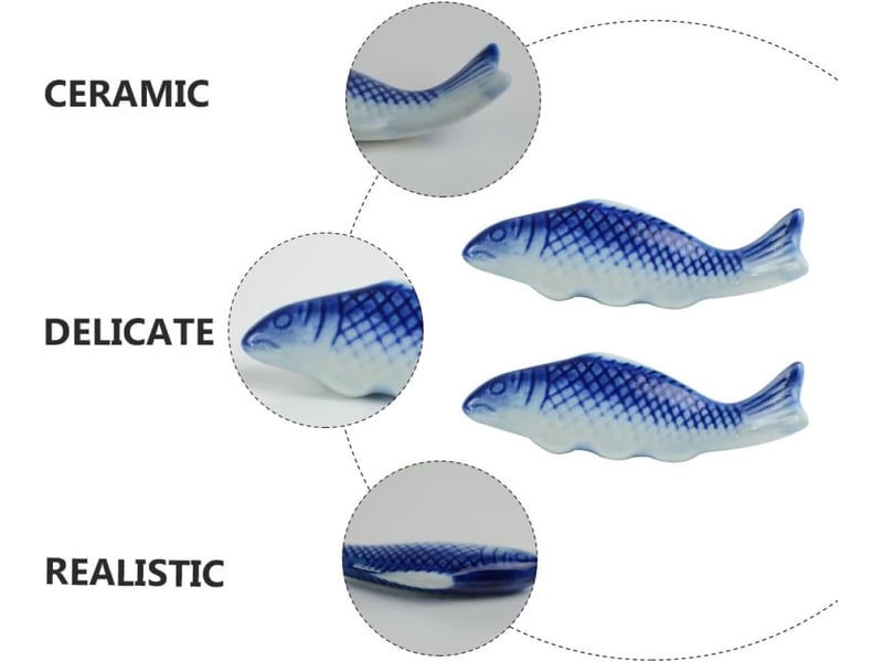  Porte-cuillère et repose-baguettes céramique poisson lot de 2 pour accessoires la cuisine et repas convivial  - Conforama E
