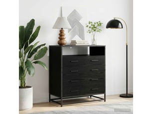 Armoire à tiroirs, commode 4-tiroir chêne noir 70x41x83,5 cm