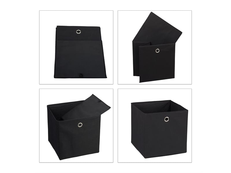  Lot de 4 bacs de rangement pliables pratiques chambre salon 30 x 30 x 30 cm en tissu gris 13_0014533  - Conforama C