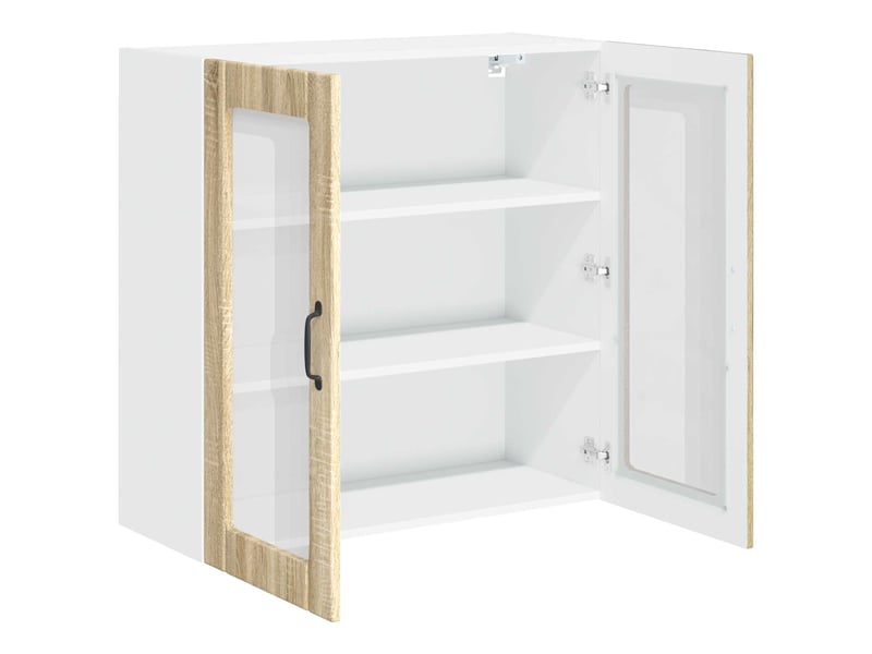  Meuble mural de cuisine, cabinet en verre mural chêne sonoma 80x31x80cm shl1029  - Conforama E