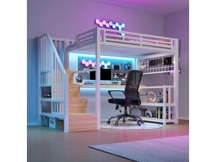 Lit mezzanine 90x200 cm <strong></strong> <strong>evarich</strong> coloris blanc