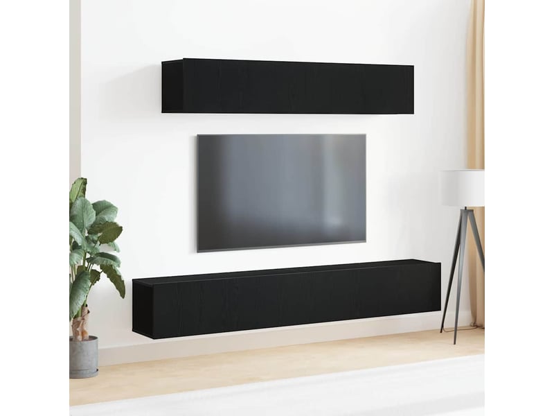  Ensemble meuble tv - banc tv - meuble de rangement 4 pcs chêne noir bois d'ingénierie  - Conforama B