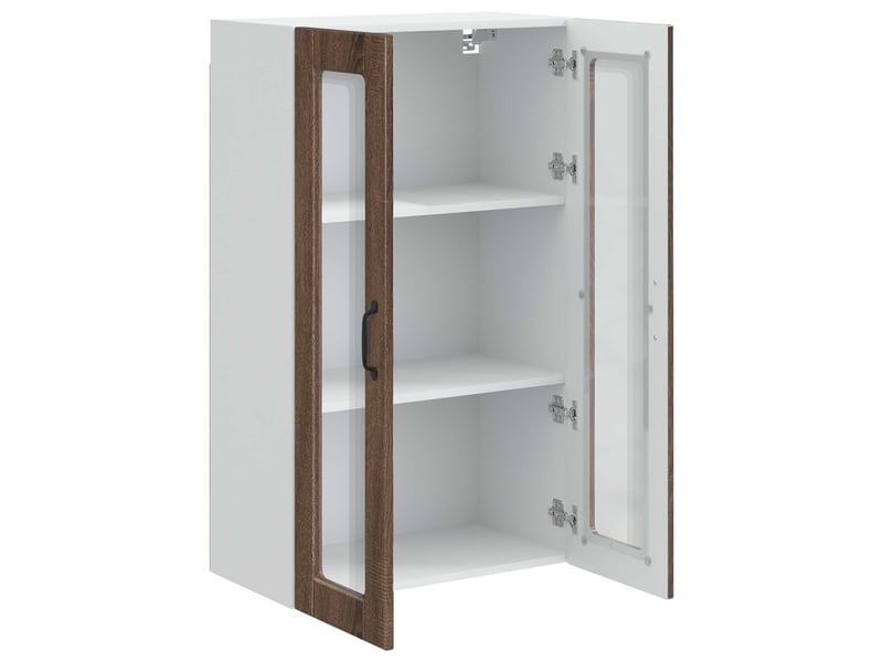  Meuble mural de cuisine, cabinet en verre mural chêne brun 60x31x100cm shl8188  - Conforama E