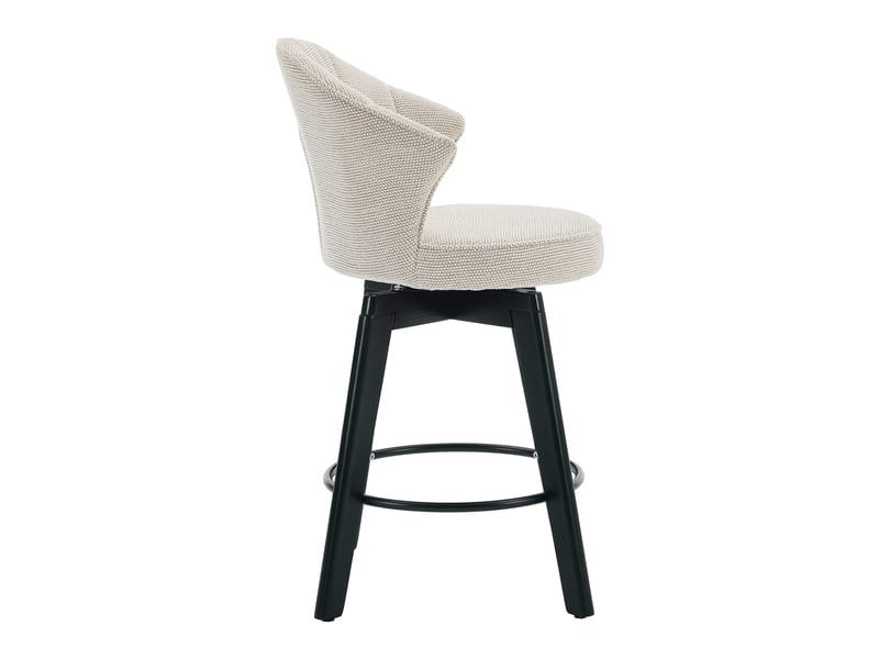  Tabouret de bar pivotant avec dossier ergonomique et repose-pieds, en chenille beige  - Conforama E
