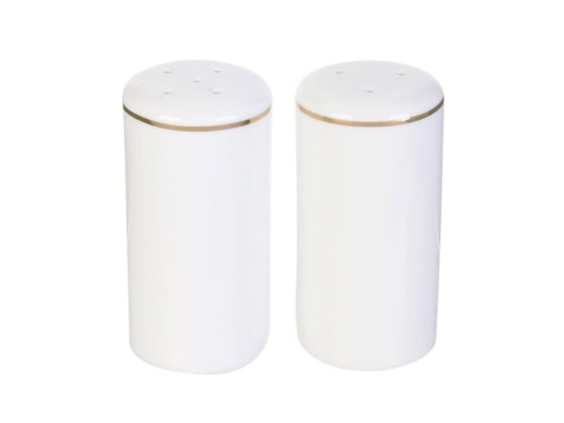  Lot salière &amp; poivrière design liseré 8cm blanc  - Conforama A