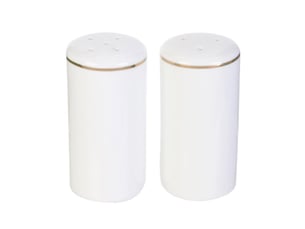 Lot salière & poivrière design liseré 8cm blanc