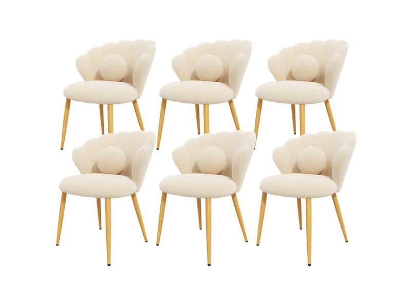  Lot de 6 chaises – rembourrées – pieds en métal doré – beige  - Conforama A