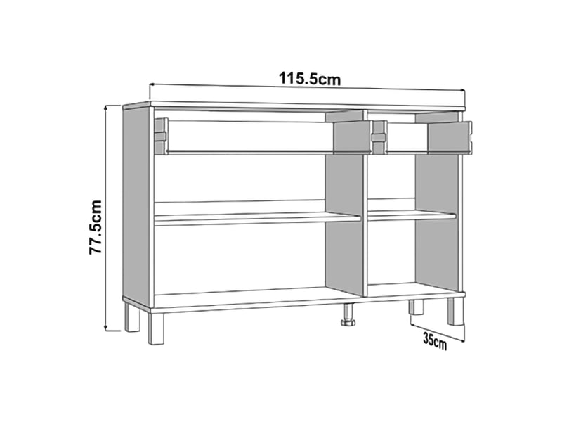  Crédence jerico, buffet 3 étagères, 116x35x78h cm chêne marron noeuds Jerico - Conforama C