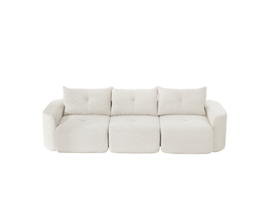 Canapé 3 places modulable 279x100x84 cm en velours côtelé beige