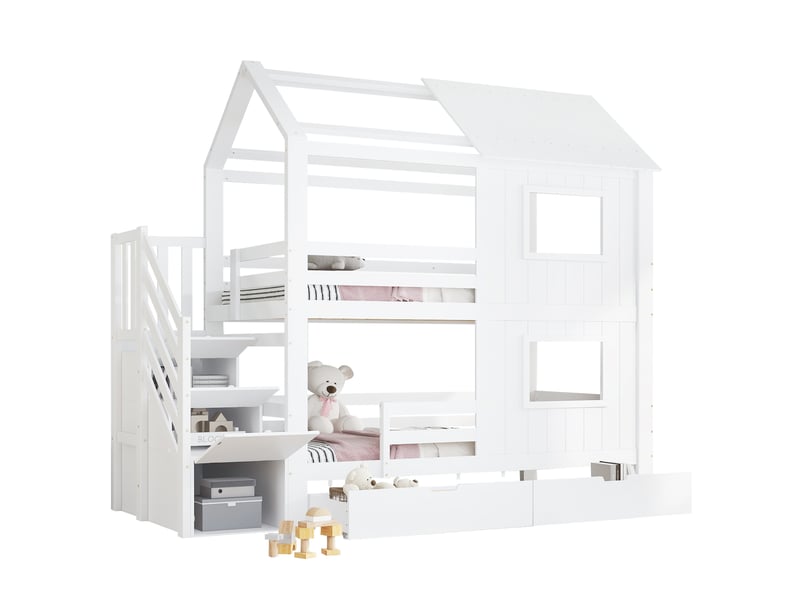  Lit superposé 90x200 cm coloris blanc pin lit enfant blanc - Conforama A
