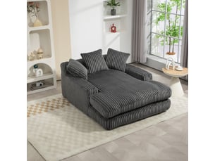 Canapé droit,canapé simple confortable en velours côtelé avec 3 oreillers moelleux,125x155x63,gris