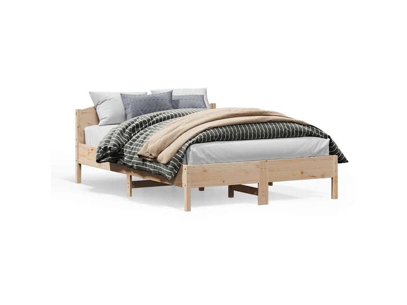 Lit double- lit adulte -  cadre de lit sans matelas 150x200 cm bois de pin massif  - Conforama A