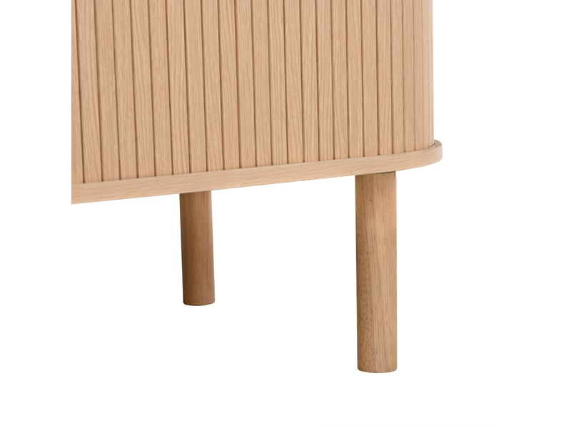  Table basse scandinave bois mdf 110x55x45 cm avec porte coulissante et espaces de rangement  - Conforama W