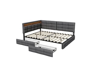 Lit avec rangement 140x200 cm <strong>BRILVERDE </strong>  <strong></strong> coloris gris
