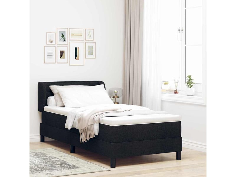  Lit adulte, lit simple, lit à ressorts avec tête de lit noir 90x200cm tissu cf17235  - Conforama B