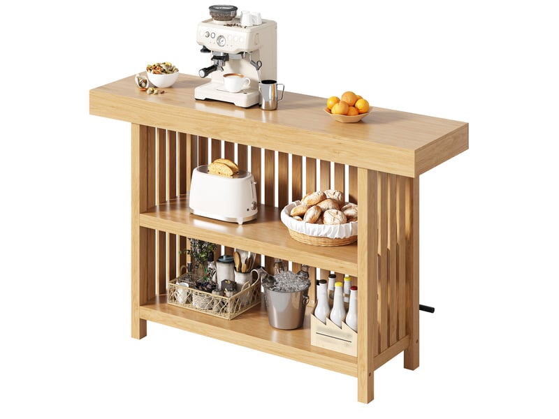 Table de bar avec repose-pieds et étagères 160x40x105 cm en mdf naturel - Conforama A