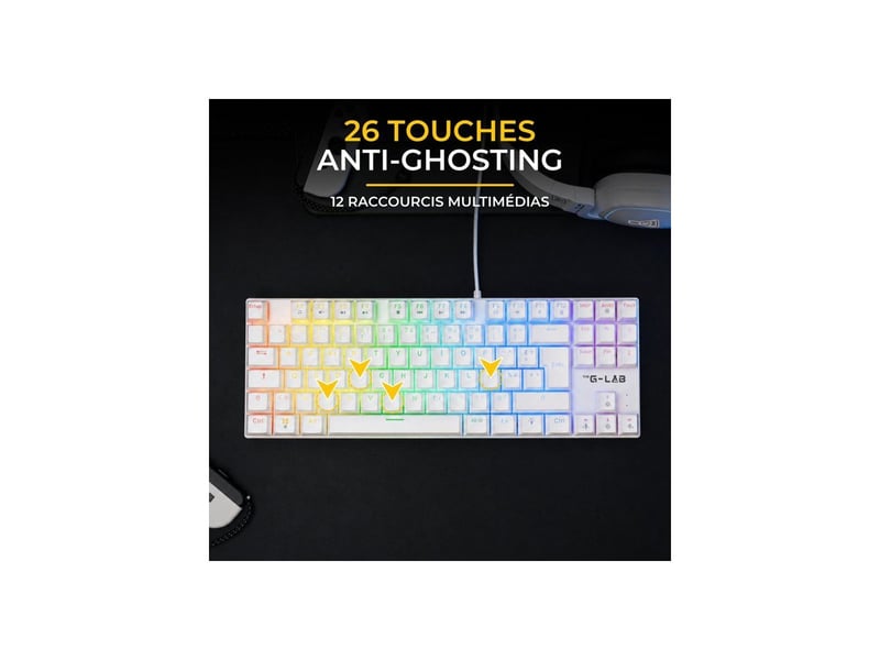  Clavier gaming mecanique tkl rouge cherry linear rgb dynamique 20 modes blanc anti-ghosting 26 touches GLA3760162055528 - Conforama E