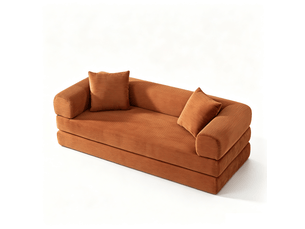 Canapé convertible 1 place terracotta - canapé-lit compact avec revêtement en velours et structure modulaire pour salon ou chambre