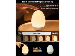 Veilleuse œuf pour bébé, rechargeable, tactile, dimmable, lumière chaude et rgb, pour chambre d’enfant et nuit