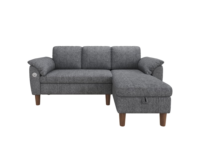  Canapé d’angle 3 places 181 x 125 x 88 cm, méridienne coffre réversible, usb-c, poche latérale, 2 coussins accoudoirs semi-fixes, chenille, gris clair OMNIGLINT TRADING LTD - Conforama A