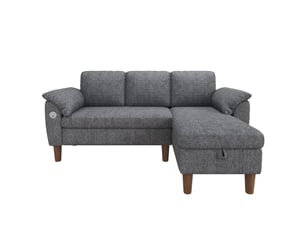 Canapé d'angle réversible fixe <strong></strong> <strong>OMNIGLINT TRADING LTD</strong> 3 places Polyester gris avec coffre de rangement