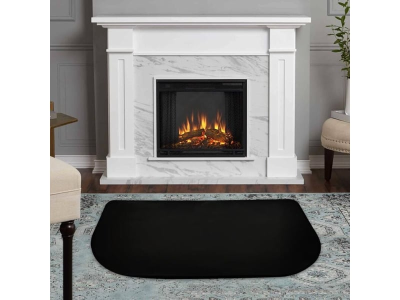 Tapis cheminée ignifuge demi-rond 102x50cm – protection anti-feu devant poêle, barbecue, chauffage  - Conforama D