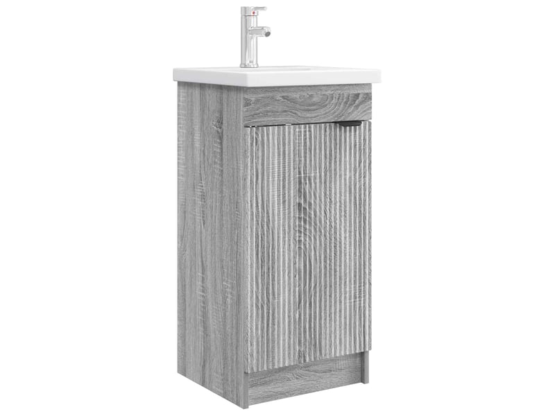 Meuble salle de bain avec évier, meuble de rangement sonoma gris shl8619 - Conforama A