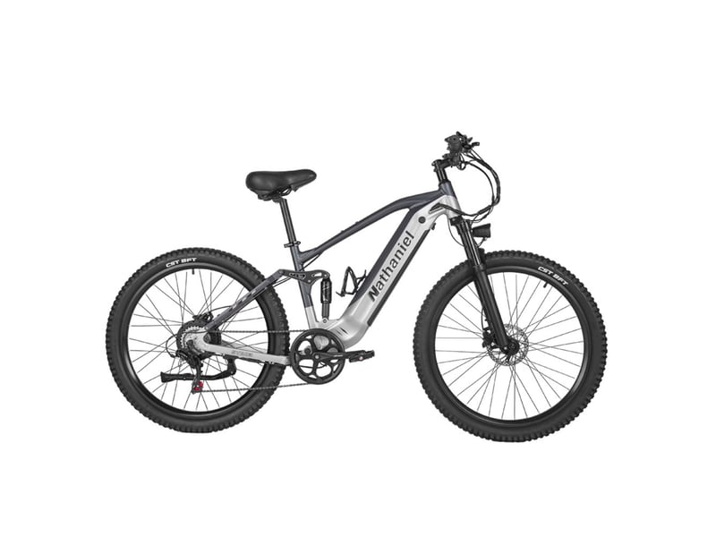 Vtt électrique tout suspendu nathaniel syr03, 27,5 longue autonomie, argenté - Conforama A