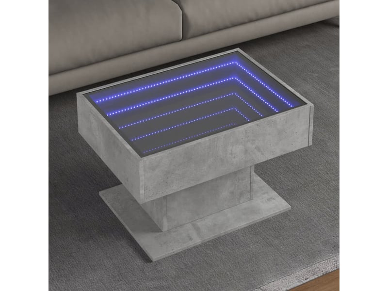  Table basse - table de salon - table à thé avec led gris béton 70x50x45 cm bois d'ingénierie  - Conforama B