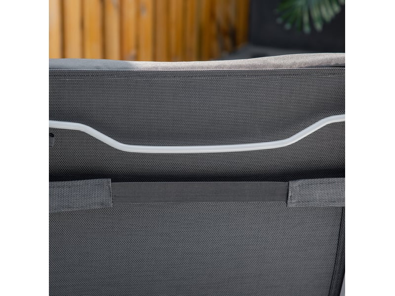  Bain de soleil tcqpz pliable 7 positions avec coussin 137 x 63,5 x 100,5 cm texteline polyester métal noir  - Conforama E