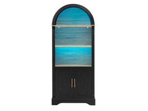 Buffet haut 76,2 x 40 x 180 cm avec led, 2 portes et étagère réglable, mdf noir