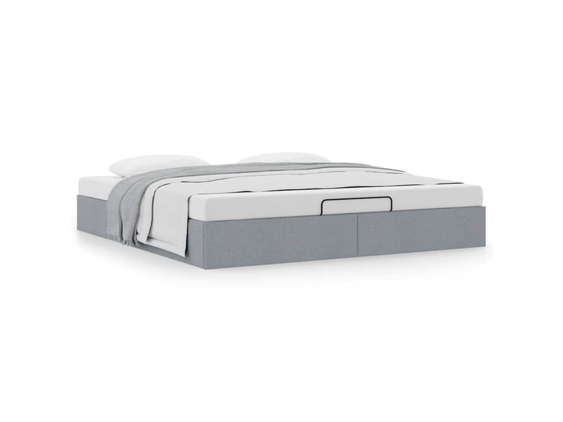 Lit adulte, lit double, cadre de lit ottoman sans matelas gris clair 200x200cm tissu cf10392 - Conforama D