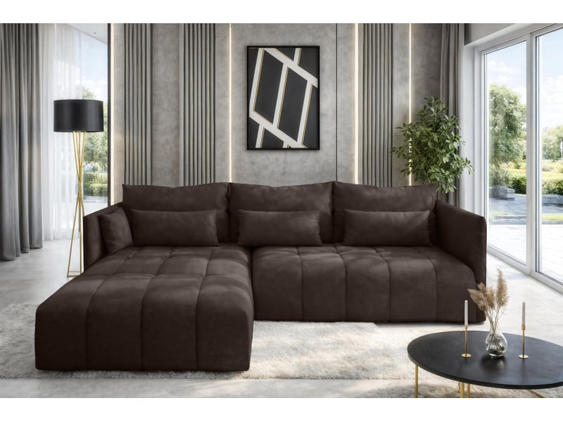 Canapé d'angle marron avec fonction couchage cosmova 245 cm Cosmova - Conforama B