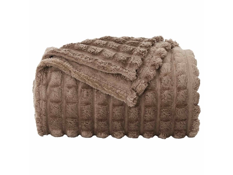Couverture jetée de canapé 6 pcs camel 200x150 cm 4.5 kg toison - Conforama E