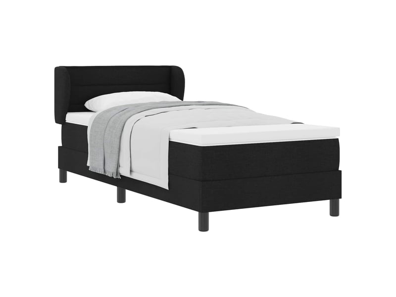  Lit adulte, lit simple, lit à ressorts avec tête de lit noir 90x200cm tissu cf17235  - Conforama A