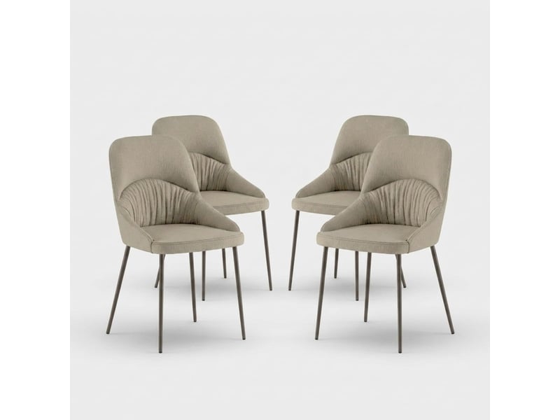  Lot de 4 chaises rembourrées en tissu facile à nettoyer shell - beige  - Conforama A