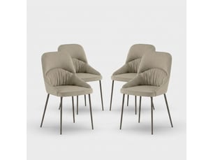 Lot de 4 chaises rembourrées en tissu facile à nettoyer shell - beige