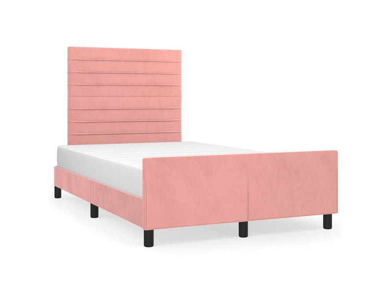  Lit double- lit adulte -  cadre de lit sans matelas rose 120x190 cm velours  - Conforama A