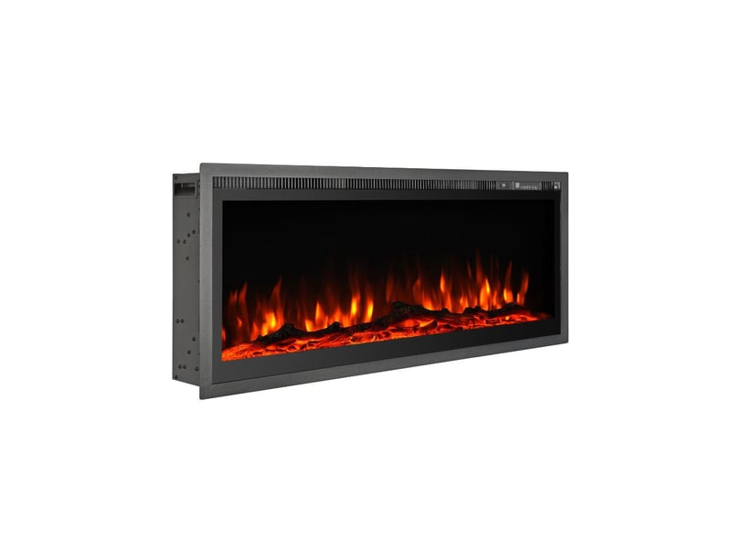  Cheminée électrique murale chicago 130 - 127 x 40 x 14,1 cm en acier avec façade en verre  - Conforama C