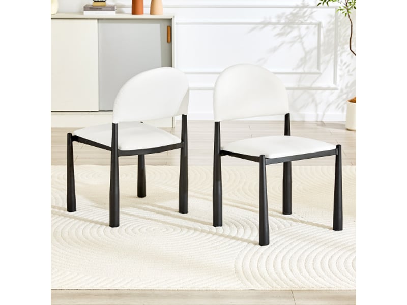 Ensemble de 2 chaises modernes - dossier arrondi - cuir pu - pieds métal - hauteur 80 cm - design élégant et robuste - Conforama B