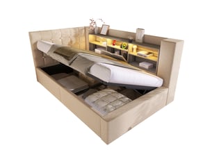 Lit coffre 90x200 cm MIVRAY coloris beige