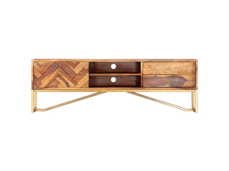  Meuble tv - banc tv - meuble de rangement 140x30x45 cm bois de sesham massif  - Conforama A