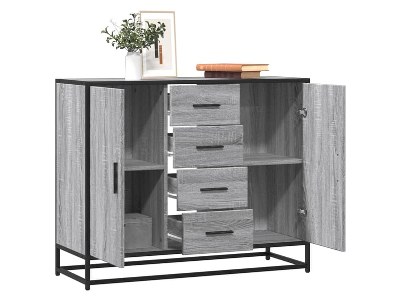  Buffet - bahut - meuble de rangement sonoma gris 92x35x76 cm bois d'ingénierie  - Conforama B