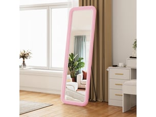 Miroir sur pied 160x50 cm rose,miroir décoratif ,grand miroir mural avec cadre en flanelle,verre trempé,chambre et salon