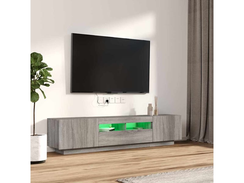 Ensemble de meubles tv avec lumières led 2 pcs sonoma gris shl99583 - Conforama D