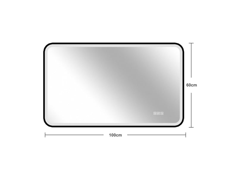  Miroir de salle de bains led 100x60 cm noir avec éclairage et antibuée  - Conforama C