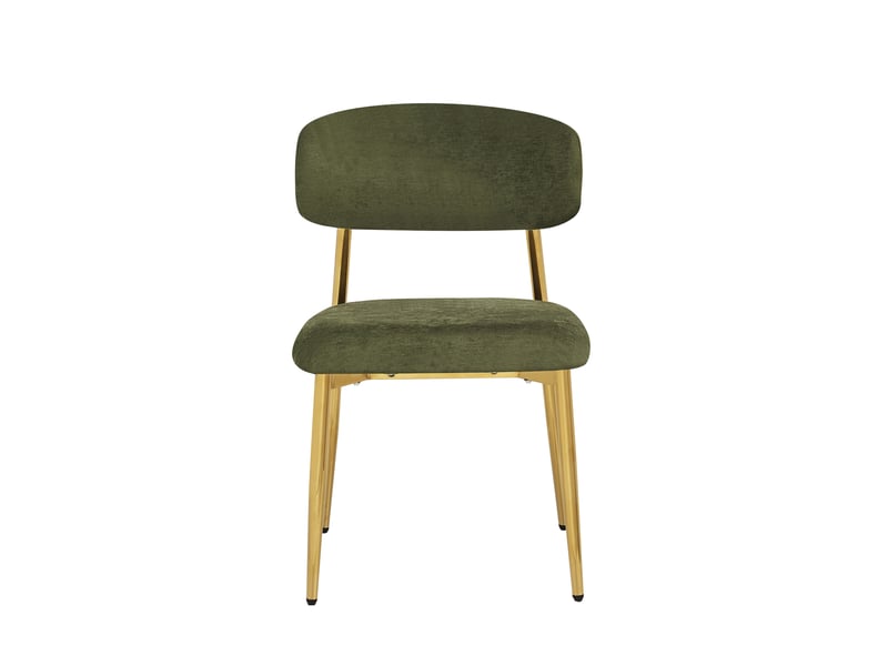  Lot de 2 chaises de salle à manger 51x50x81 cm rembourrées vert et doré  - Conforama D