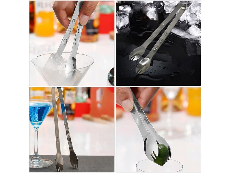 Lot de 2 pinces à glaçons et aliments en acier inoxydable 304 argenté et doré résistantes à la chaleur pour cocktails buffet barbecue et service NO Commercial reference - Conforama C